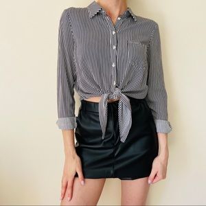 Forever 21 striped button down knot front shirt